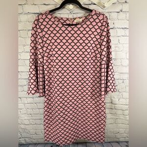 Tyler Boe Pink Black Geometric Jacquard Workwear Party Wedding Midi Dress Size M